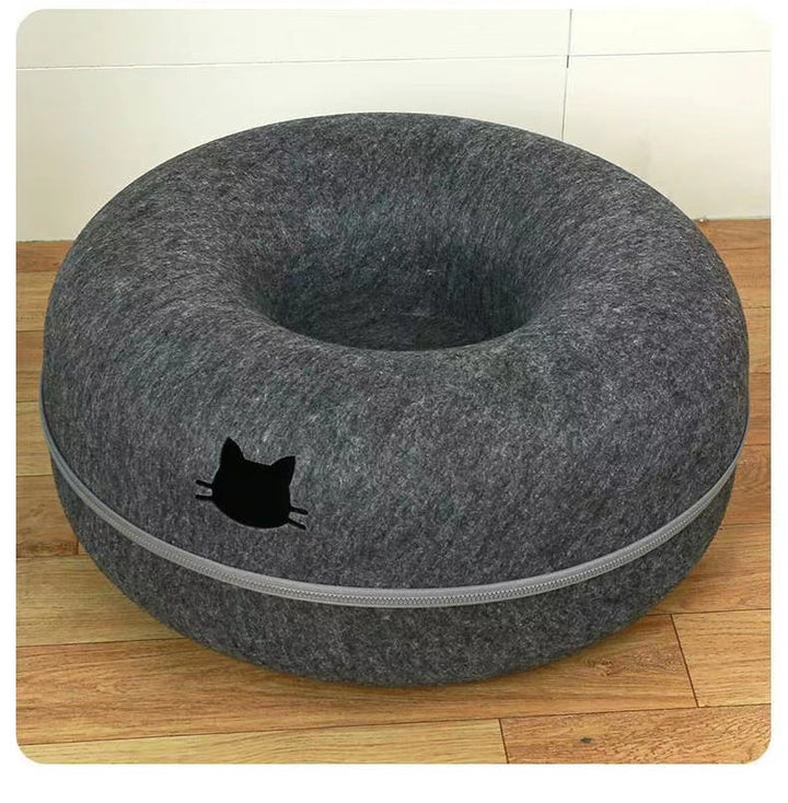 Comfortable Round Pet Bed With Tunnel Design